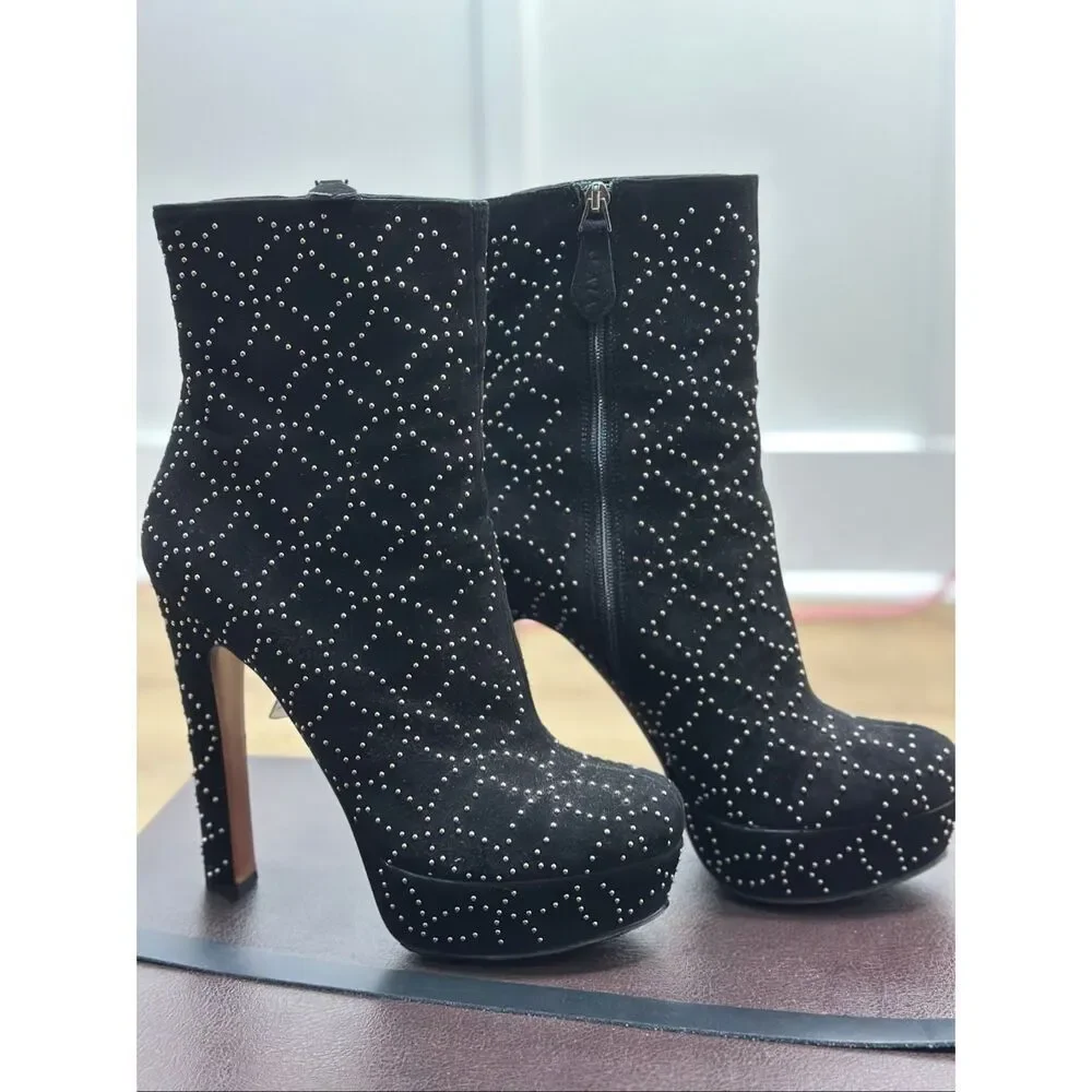NWT Alaïa Studded Leather High Heel Platform Ankle Edgy Black Boots Women's 9.5